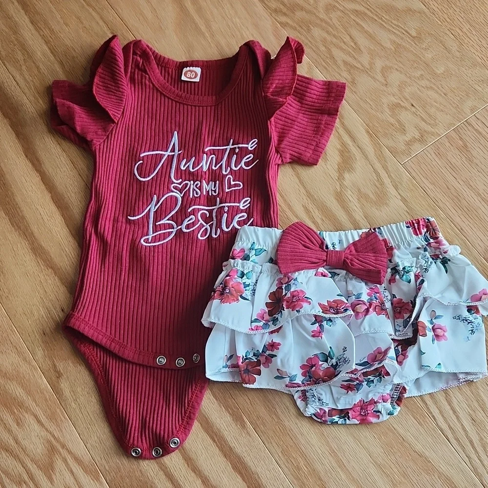 Auntie is my bestie Bodysuit and skirt matching set 0-3 months